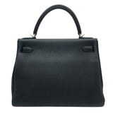 エルメス HERMES ケリー28 内縫い □R刻印　(2014年製) ブラック　シルバー金具 トゴ レディース ショルダーバッグ