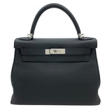 エルメス HERMES ケリー28 内縫い □R刻印　(2014年製) ブラック　シルバー金具 トゴ レディース ショルダーバッグ