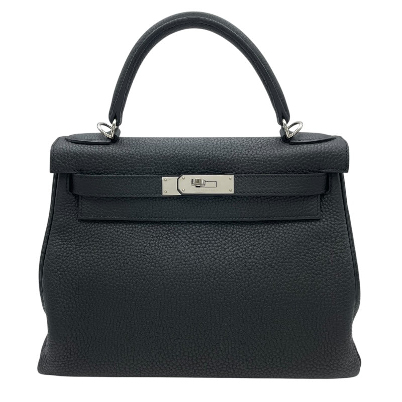 エルメス HERMES ケリー28 内縫い □R刻印　(2014年製) ブラック　シルバー金具 トゴ レディース ショルダーバッグ