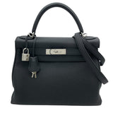 エルメス HERMES ケリー28 内縫い □R刻印　(2014年製) ブラック　シルバー金具 トゴ レディース ショルダーバッグ