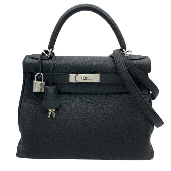 エルメス HERMES ケリー28 内縫い □R刻印　(2014年製) ブラック　シルバー金具 トゴ レディース ショルダーバッグ