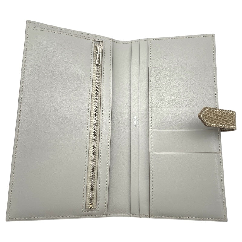 エルメス HERMES べアンクラシック X刻 グリペール・フィセル SV金具 タデラクト・リザード レディース 長財布