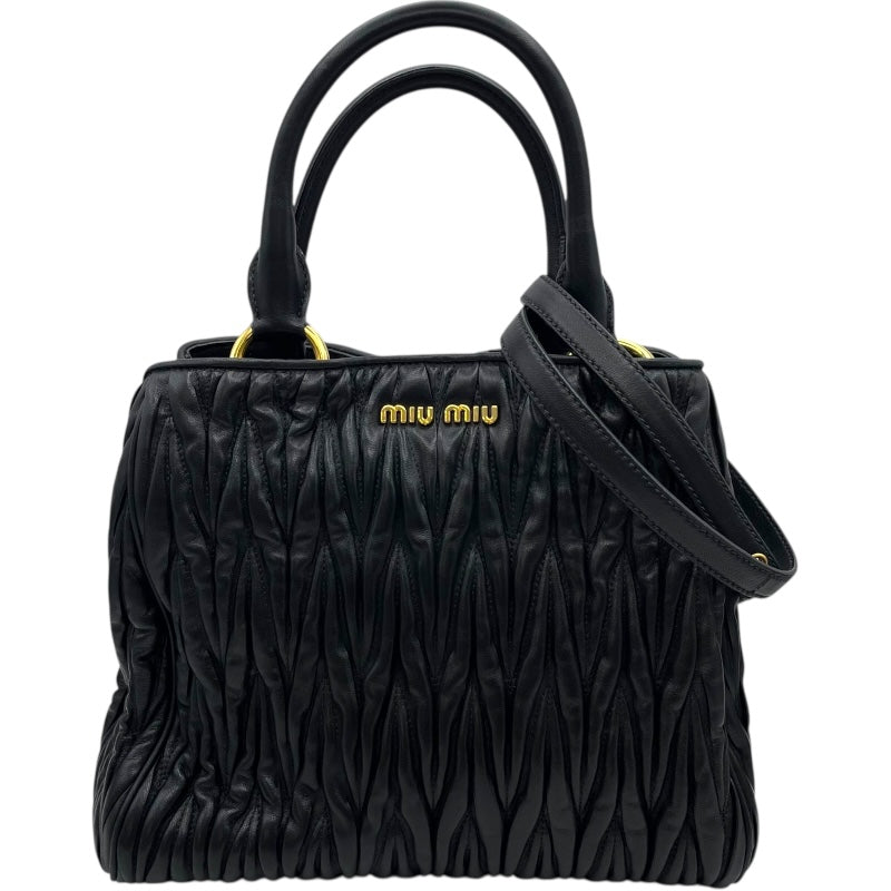 ミュウミュウ miu miu マテラッセハンドバッグ RNZ805 ブラック GD金具 レザー レディース ショルダーバッグ