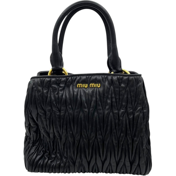 ミュウミュウ miu miu マテラッセハンドバッグ RNZ805 ブラック GD金具 レザー レディース ショルダーバッグ