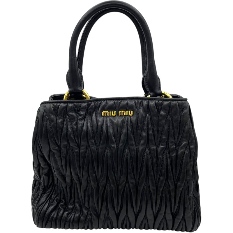 ミュウミュウ miu miu マテラッセハンドバッグ RNZ805 ブラック GD金具 レザー レディース ショルダーバッグ