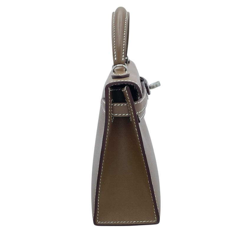 エルメス HERMES ミニケリー 外縫い W刻印　(2024年製) エトゥープ　シルバー金具 タデラクト レディース ショルダーバッグ