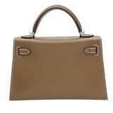 エルメス HERMES ミニケリー 外縫い W刻印　(2024年製) エトゥープ　シルバー金具 タデラクト レディース ショルダーバッグ