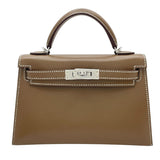 エルメス HERMES ミニケリー 外縫い W刻印　(2024年製) エトゥープ　シルバー金具 タデラクト レディース ショルダーバッグ