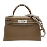 エルメス HERMES ミニケリー 外縫い W刻印　(2024年製) エトゥープ　シルバー金具 タデラクト レディース ショルダーバッグ