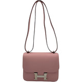 エルメス HERMES コンスタンス3 ミニ W刻 ローズサクラ SV金具 スイフト レディース ショルダーバッグ