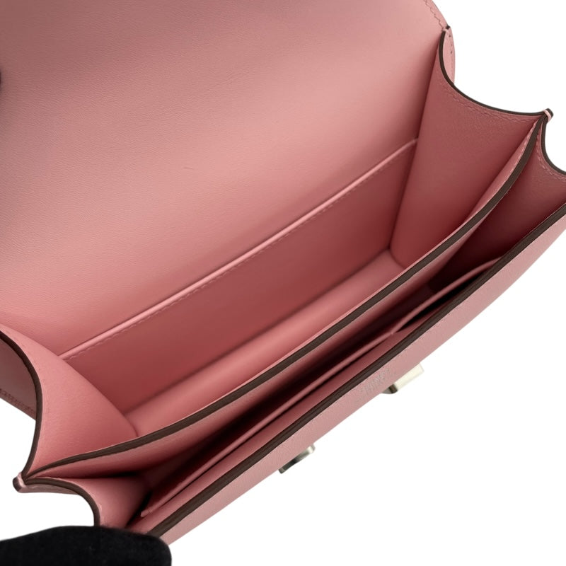 エルメス HERMES コンスタンス3 ミニ W刻 ローズサクラ SV金具 スイフト レディース ショルダーバッグ