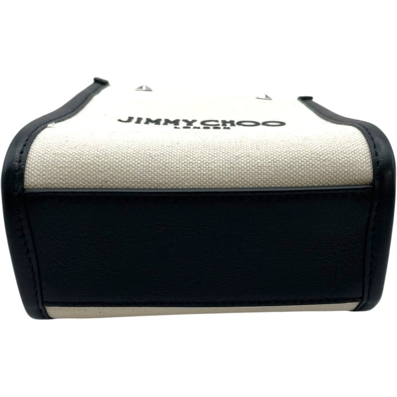 ジミーチュウ JIMMY CHOO 2WAY ショルダーバッグ ホワイト・ブラック キャンバス・レザー レディース ショルダーバッグ