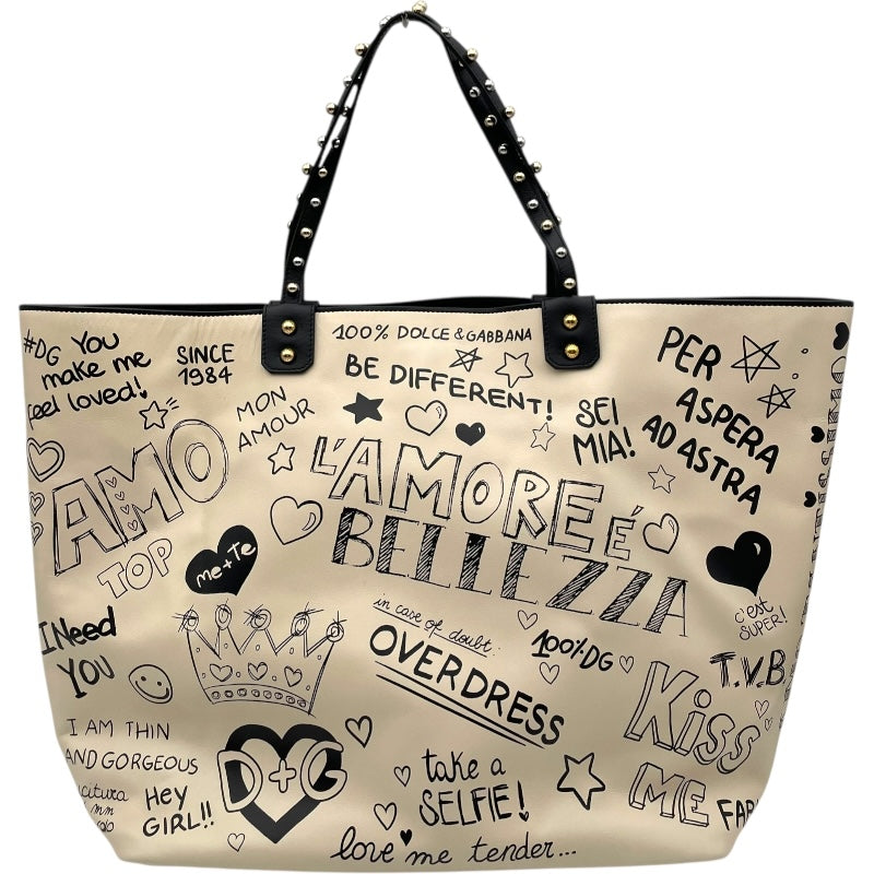 ドルチェ＆ガッバーナ Dolce & Gabbana トートバッグ ベージュ/ブラック レザー レディース トートバッグ