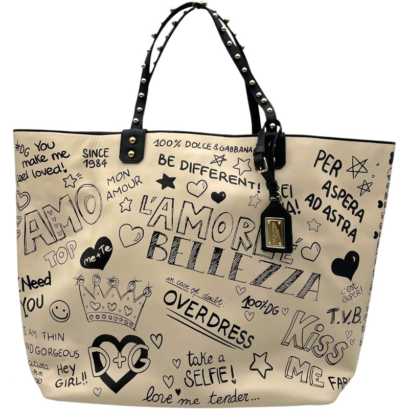 ドルチェ＆ガッバーナ Dolce & Gabbana トートバッグ ベージュ/ブラック レザー レディース トートバッグ