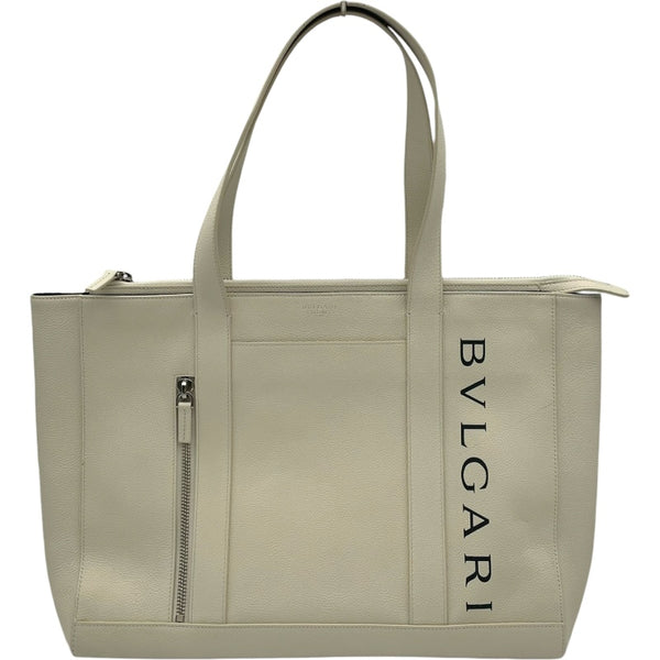 ブルガリ BVLGARI フラグメント トート 290779 ホワイト レザー ユニ
