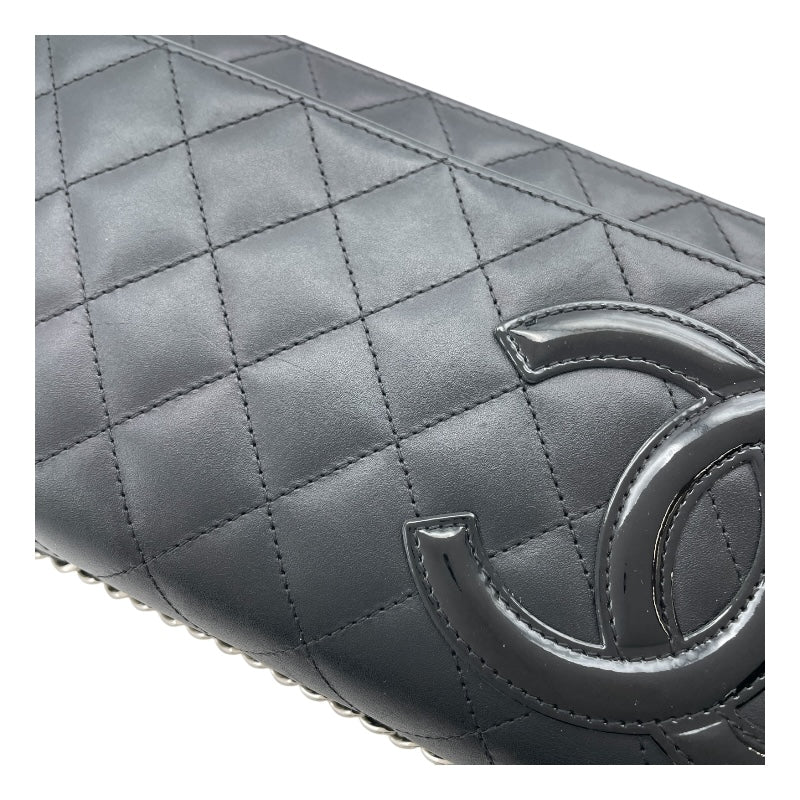シャネル CHANEL カンボンラインチェーンウォレット A46646 18番台 ブラック　シルバー金具 ラムスキン レディース ウォレットチェーン