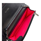 シャネル CHANEL カンボンラインチェーンウォレット A46646 18番台 ブラック　シルバー金具 ラムスキン レディース ウォレットチェーン