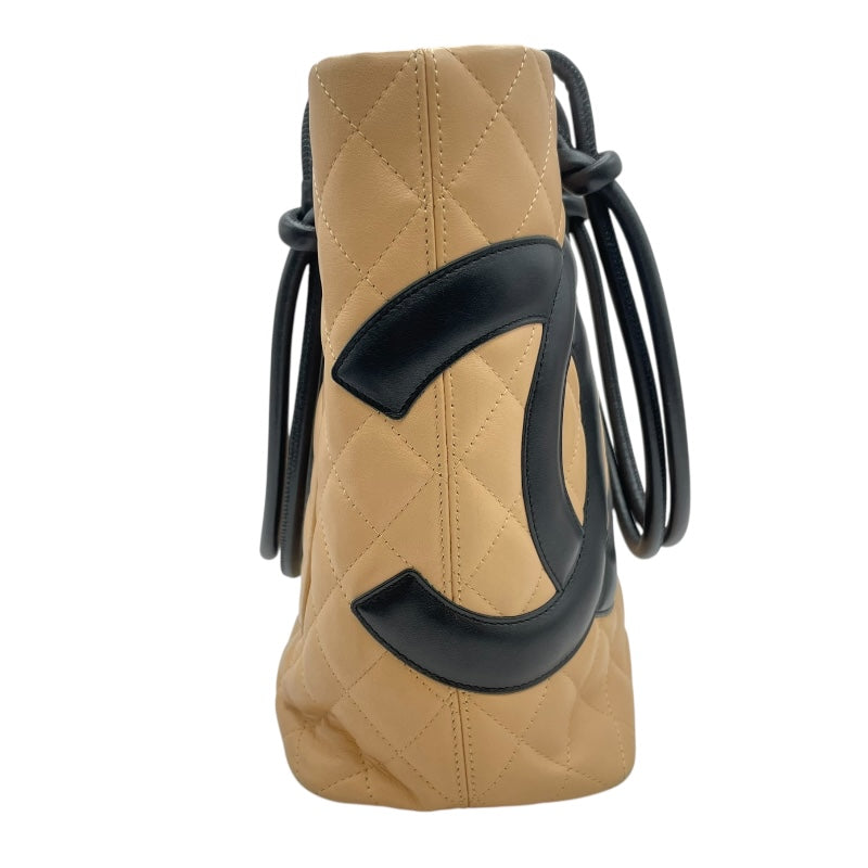 シャネル CHANEL カンボンライントートミディアム A25167 9番台 ベージュ　シルバー金具 カーフ レディース トートバッグ