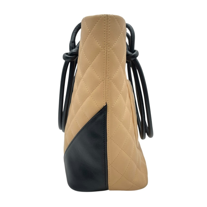 シャネル CHANEL カンボンライントートミディアム A25167 9番台 ベージュ　シルバー金具 カーフ レディース トートバッグ