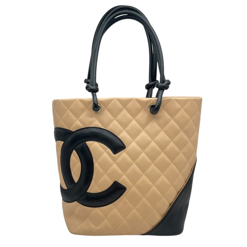 シャネル CHANEL カンボンライントートミディアム A25167 9番台 ベージュ　シルバー金具 カーフ レディース トートバッグ