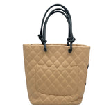 シャネル CHANEL カンボンライントートミディアム A25167 9番台 ベージュ　シルバー金具 カーフ レディース トートバッグ