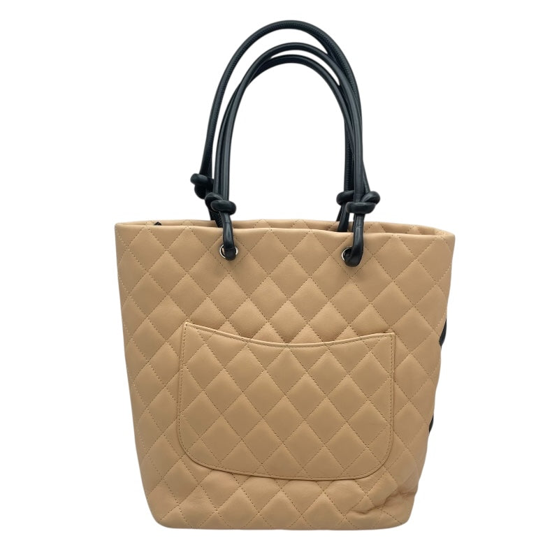 シャネル CHANEL カンボンライントートミディアム A25167 9番台 ベージュ　シルバー金具 カーフ レディース トートバッグ