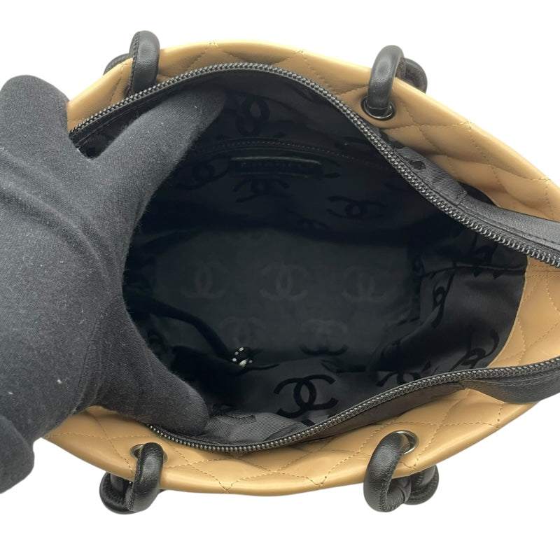 シャネル CHANEL カンボンライントートミディアム A25167 9番台 ベージュ　シルバー金具 カーフ レディース トートバッグ