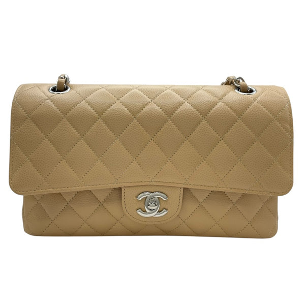 シャネル CHANEL マトラッセ25 A01112 ベージュ　シルバー金具 キャビアスキン レディース ショルダーバッグ