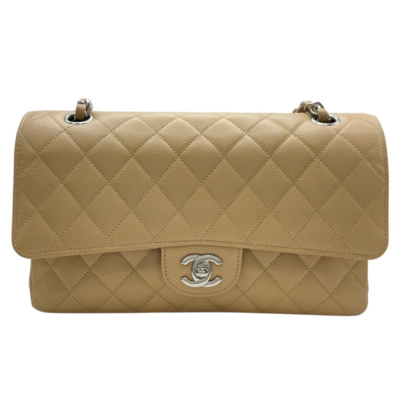 シャネル CHANEL マトラッセ25 A01112 ベージュ　シルバー金具 キャビアスキン レディース ショルダーバッグ