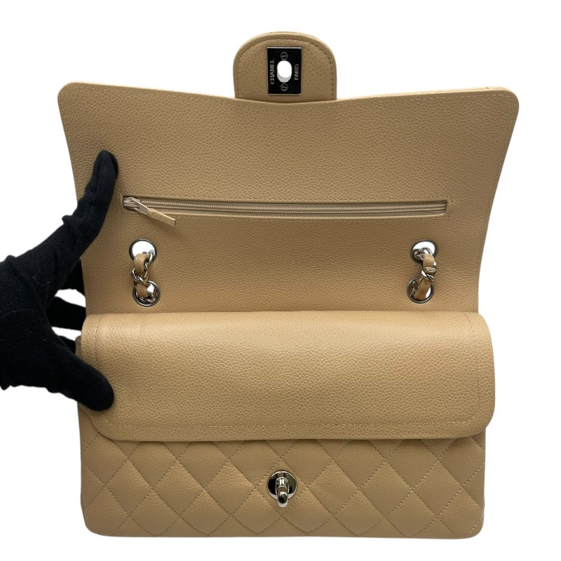 シャネル CHANEL マトラッセ25 A01112 ベージュ　シルバー金具 キャビアスキン レディース ショルダーバッグ
