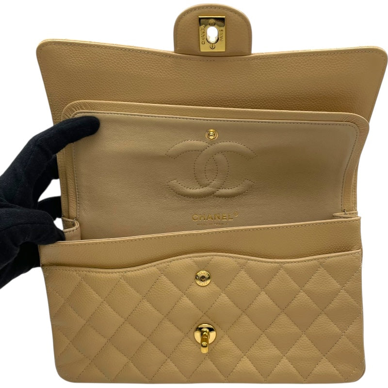 シャネル CHANEL マトラッセ25 A01112 17番台 ベージュ GD金具 キャビア レディース ショルダーバッグ