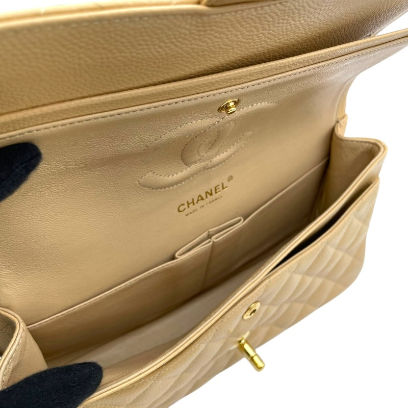 シャネル CHANEL マトラッセ25 A01112 17番台 ベージュ GD金具 キャビア レディース ショルダーバッグ