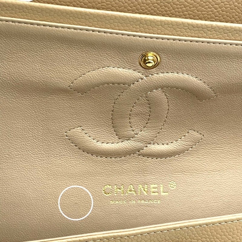 シャネル CHANEL マトラッセ25 A01112 17番台 ベージュ GD金具 キャビア レディース ショルダーバッグ