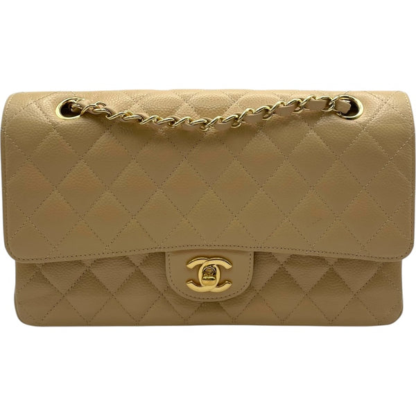 シャネル CHANEL マトラッセ25 A01112 17番台 ベージュ GD金具 キャビア レディース ショルダーバッグ