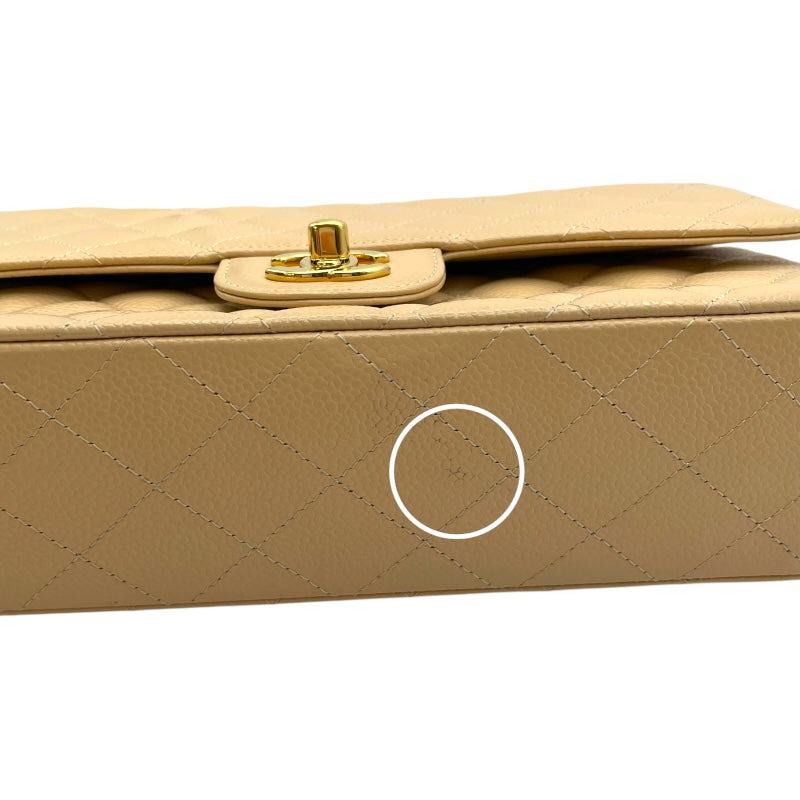 シャネル CHANEL マトラッセ25 A01112 17番台 ベージュ GD金具 キャビア レディース ショルダーバッグ