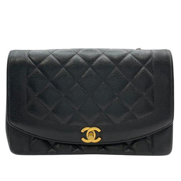 シャネル CHANEL ダイアナ25 A01165 2番台 ブラック GD金具 キャビアスキン レディース ショルダーバッグ