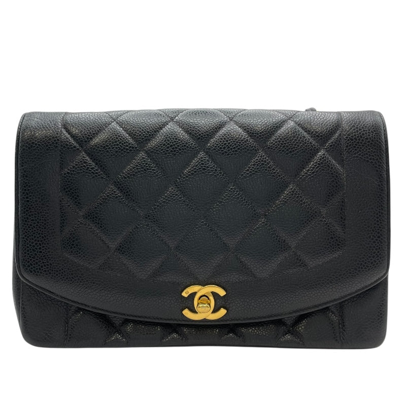 シャネル CHANEL ダイアナ25 A01165 2番台 ブラック GD金具 キャビアスキン レディース ショルダーバッグ