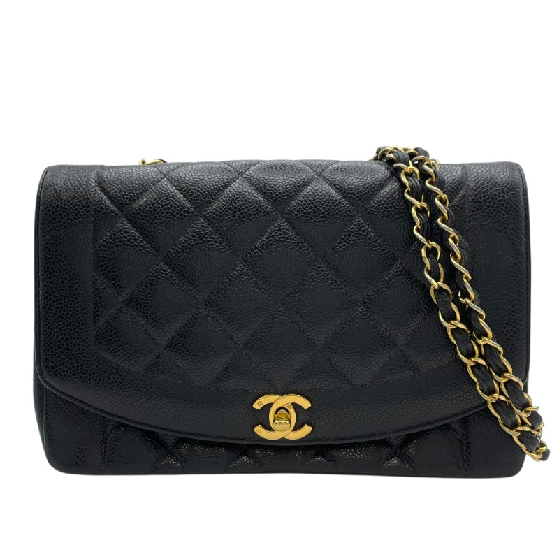 シャネル CHANEL ダイアナ25 A01165 2番台 ブラック GD金具 キャビアスキン レディース ショルダーバッグ