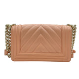 シャネル CHANEL ボーイシャネル20 A67085 サーモンピンク GD金具 キャビアスキン レディース ショルダーバッグ