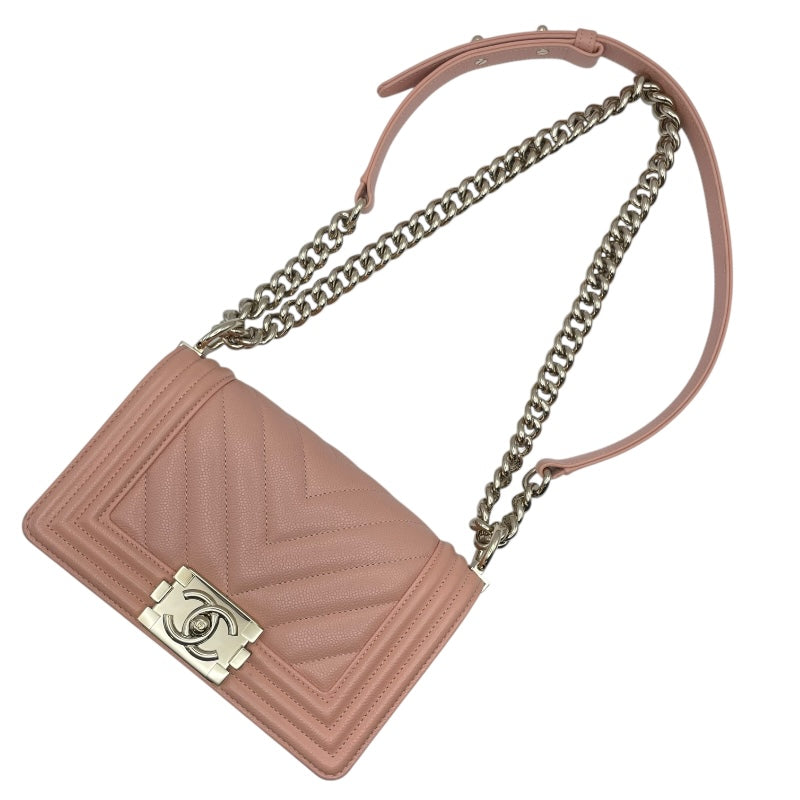 シャネル CHANEL ボーイシャネル20 A67085 サーモンピンク GD金具 キャビアスキン レディース ショルダーバッグ