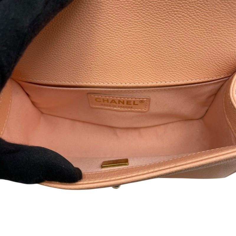 シャネル CHANEL ボーイシャネル20 A67085 サーモンピンク GD金具 キャビアスキン レディース ショルダーバッグ