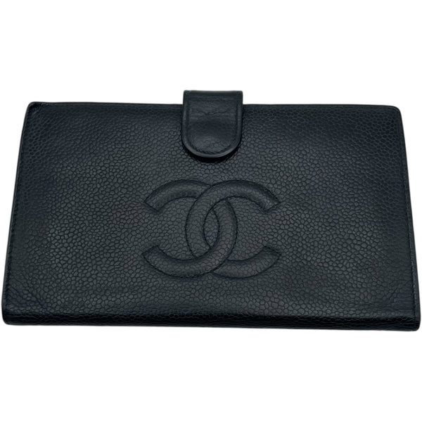 シャネル CHANEL ココマークウォレット A13498 6番台 ブラック GD金具 キャビア レディース 二つ折り財布