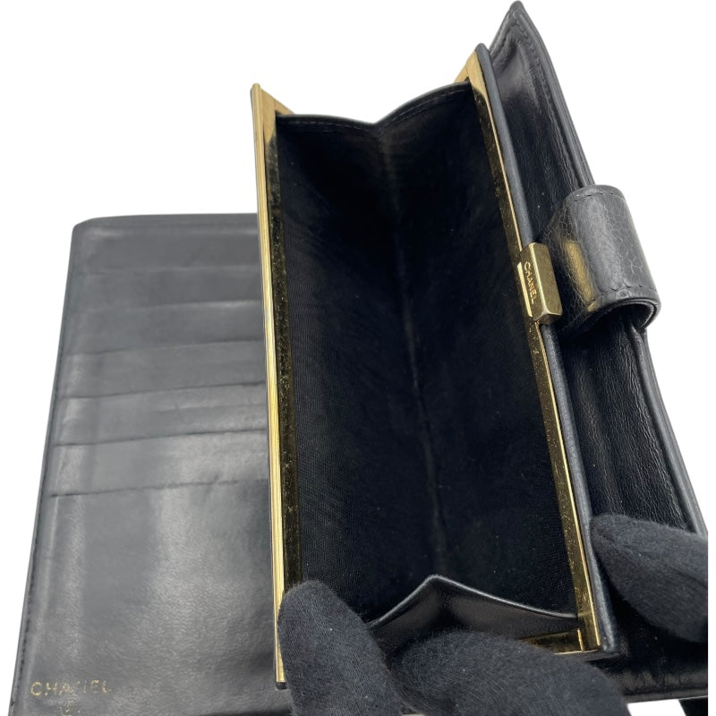 シャネル CHANEL ココマークウォレット A13498 6番台 ブラック GD金具 キャビア レディース 二つ折り財布