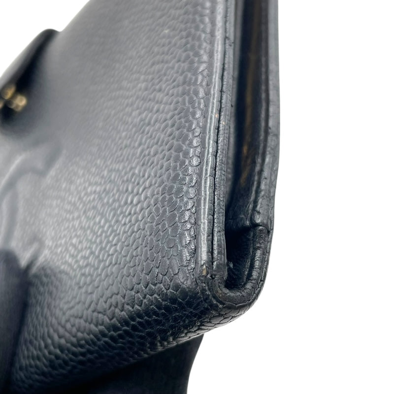 シャネル CHANEL ココマークウォレット A13498 8番台 ブラック GD金具 キャビアスキン ユニセックス 二つ折り財布