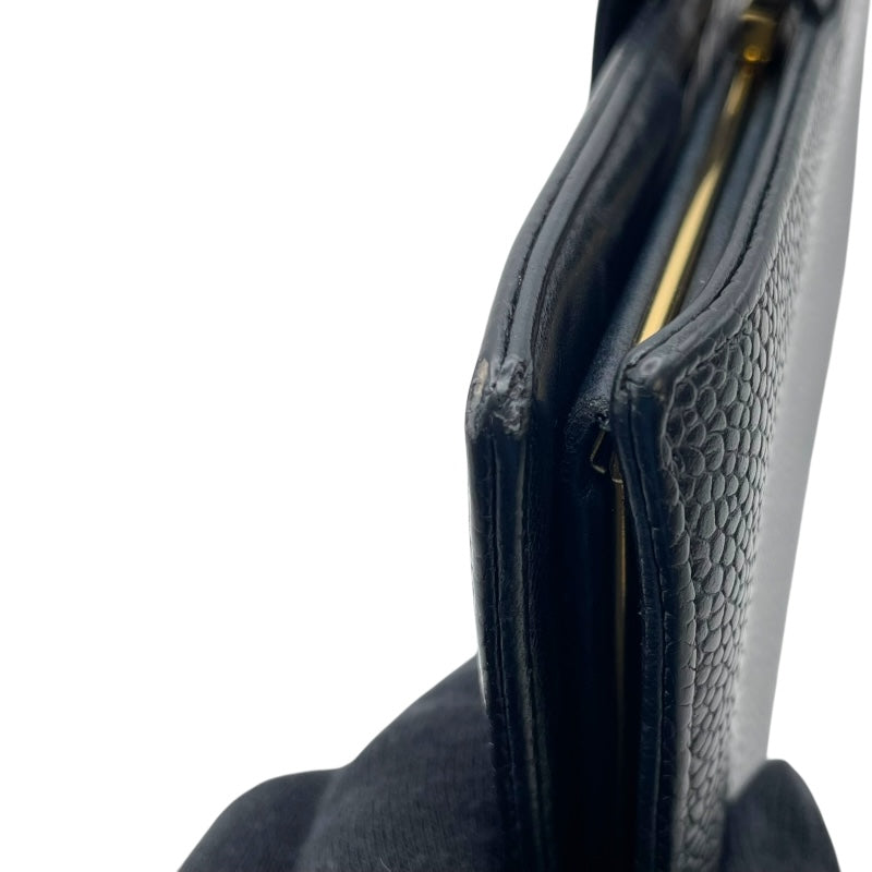 シャネル CHANEL ココマークウォレット A13498 8番台 ブラック GD金具 キャビアスキン ユニセックス 二つ折り財布