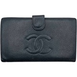シャネル CHANEL ココマークウォレット A13498 8番台 ブラック GD金具 キャビアスキン ユニセックス 二つ折り財布