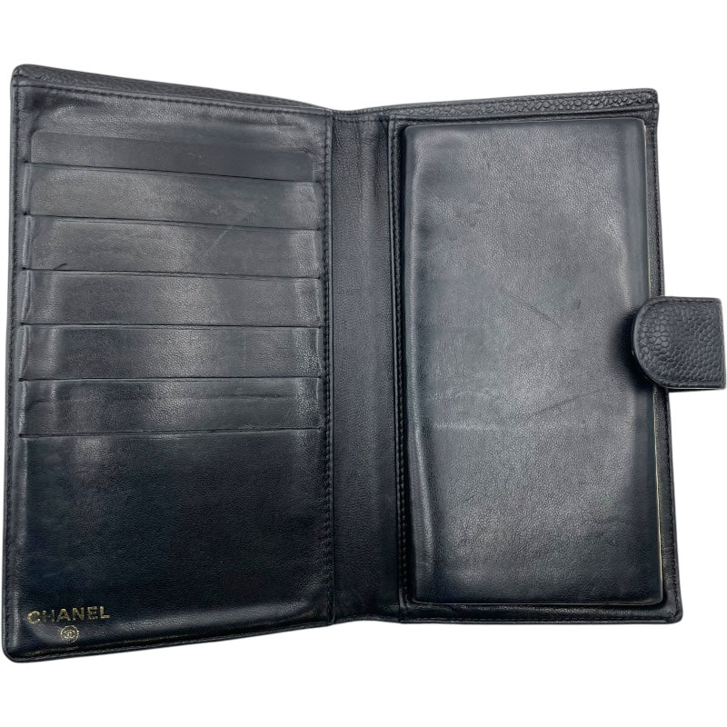 シャネル CHANEL ココマークウォレット A13498 8番台 ブラック GD金具 キャビアスキン ユニセックス 二つ折り財布