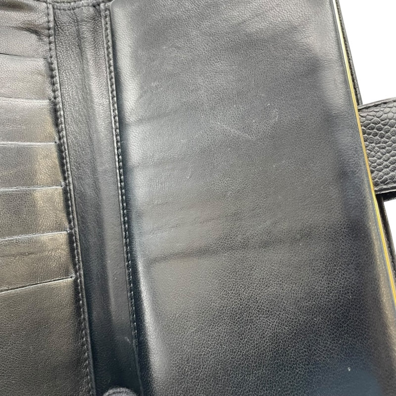 シャネル CHANEL ココマークウォレット A13498 8番台 ブラック GD金具 キャビアスキン ユニセックス 二つ折り財布