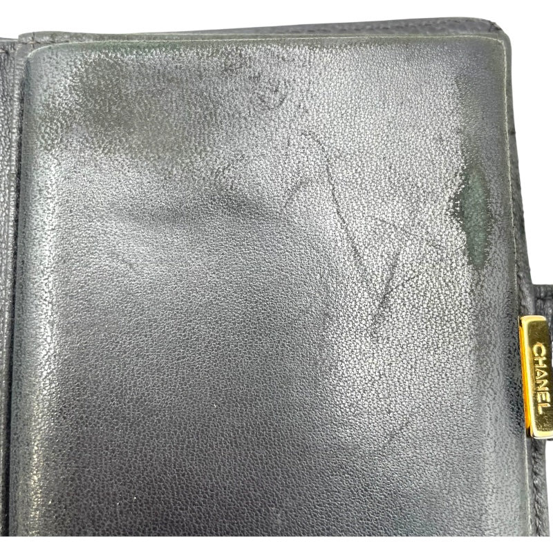 シャネル CHANEL ココマークウォレット A13497 7番台 ブラック GD金具 キャビア レディース 二つ折り財布