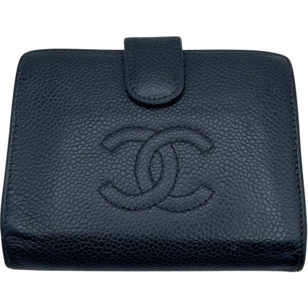 シャネル CHANEL ココマークウォレット A13497 7番台 ブラック GD金具 キャビア レディース 二つ折り財布